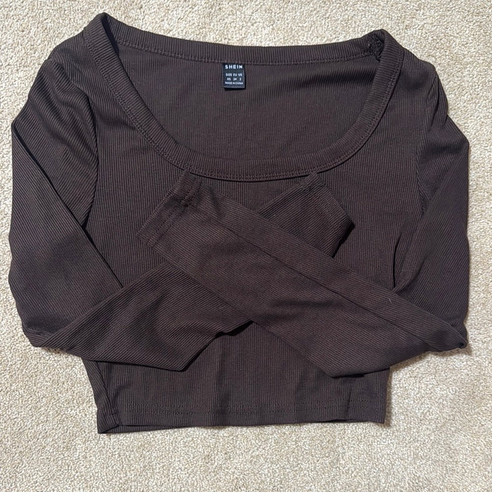 SHEIN Brown Ribbed Women's Top